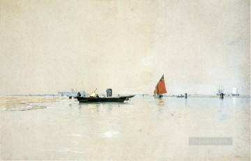 William Stanley Haseltine Painting - Venetian Lagoon seascape boat William Stanley Haseltine